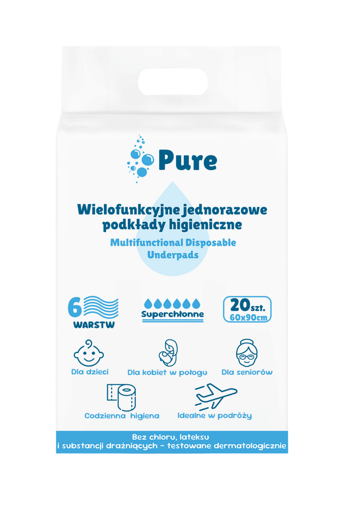 zestaw higieniczny dla Mamy w połogu, podkłady chłonne duże, nawilżany papier toaletowy, ręczniki jednorazowe